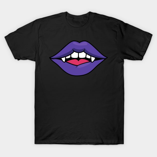 Black and Purple Vampire Fangs T-Shirt by The Sober Art